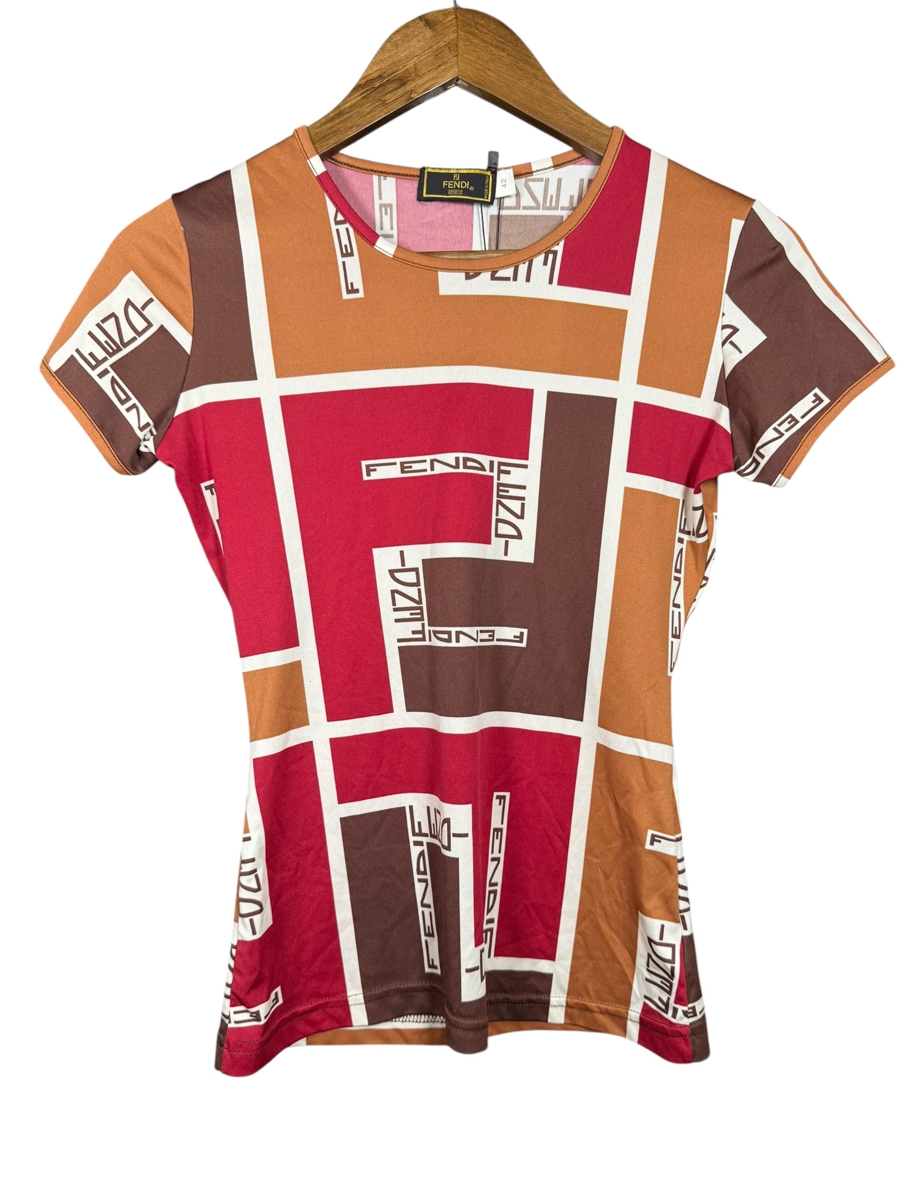 Fendi FF Logo Short Sleeve Top Pink