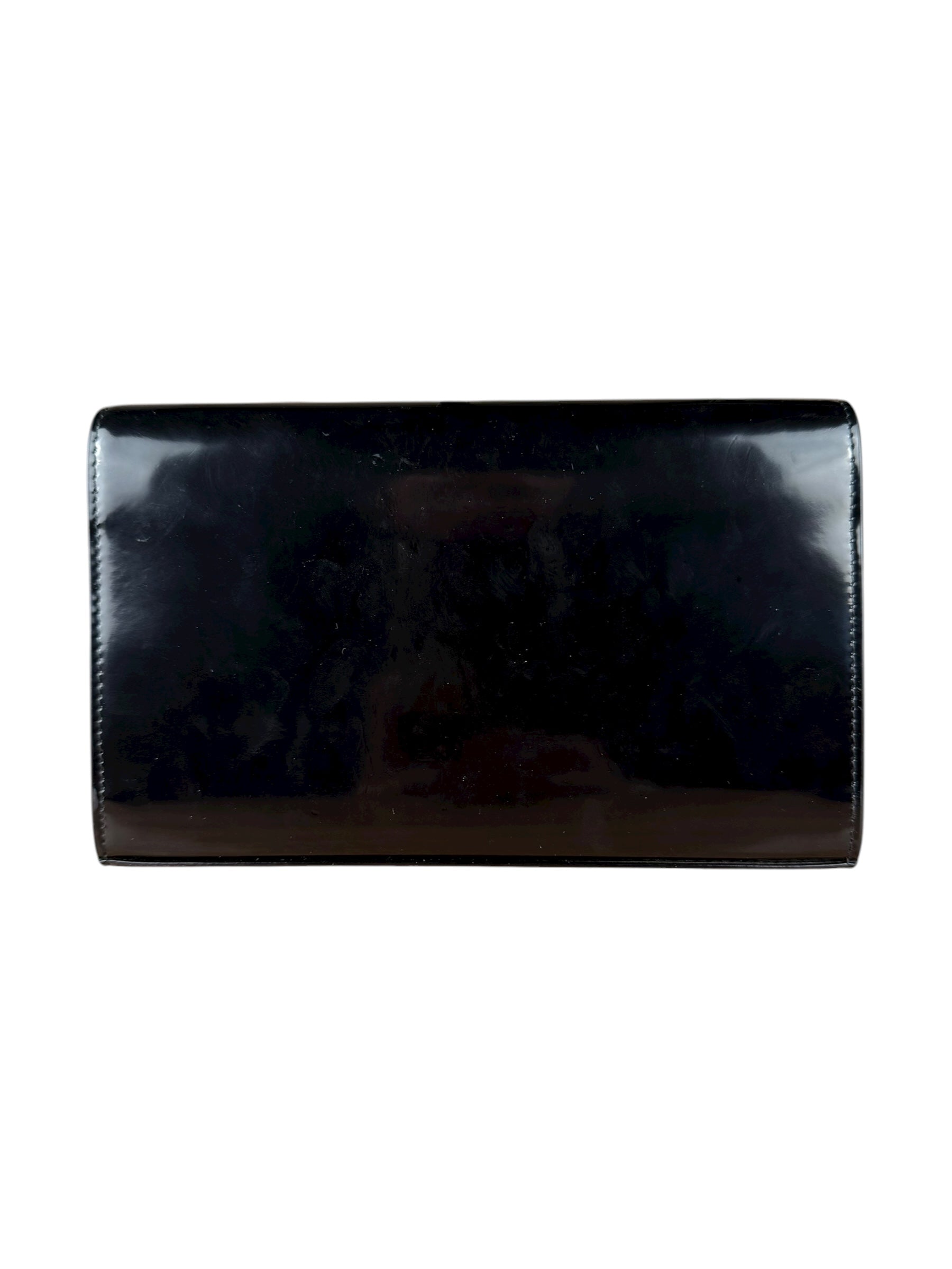 Saint Laurent Cassandre Leather Wallet on Chain Bag Black