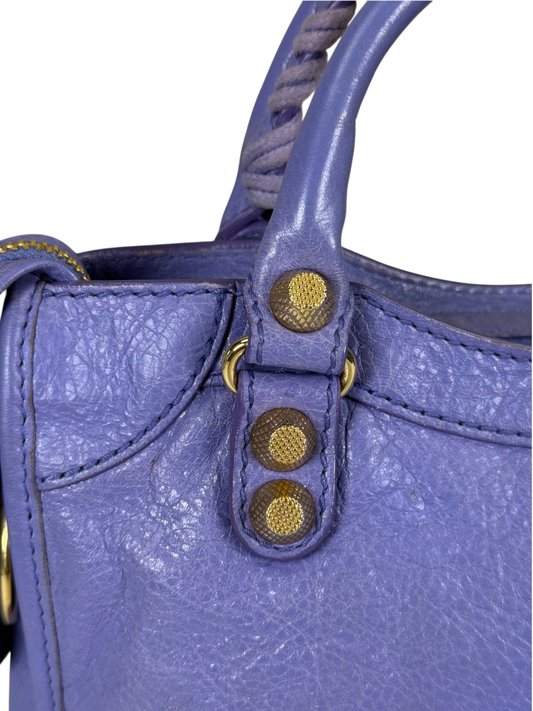 Balenciaga Purple Lambskin Moto City Two-Way Bag