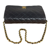 Chanel Black CC Quilted Leather Chain Flap Bag 90s