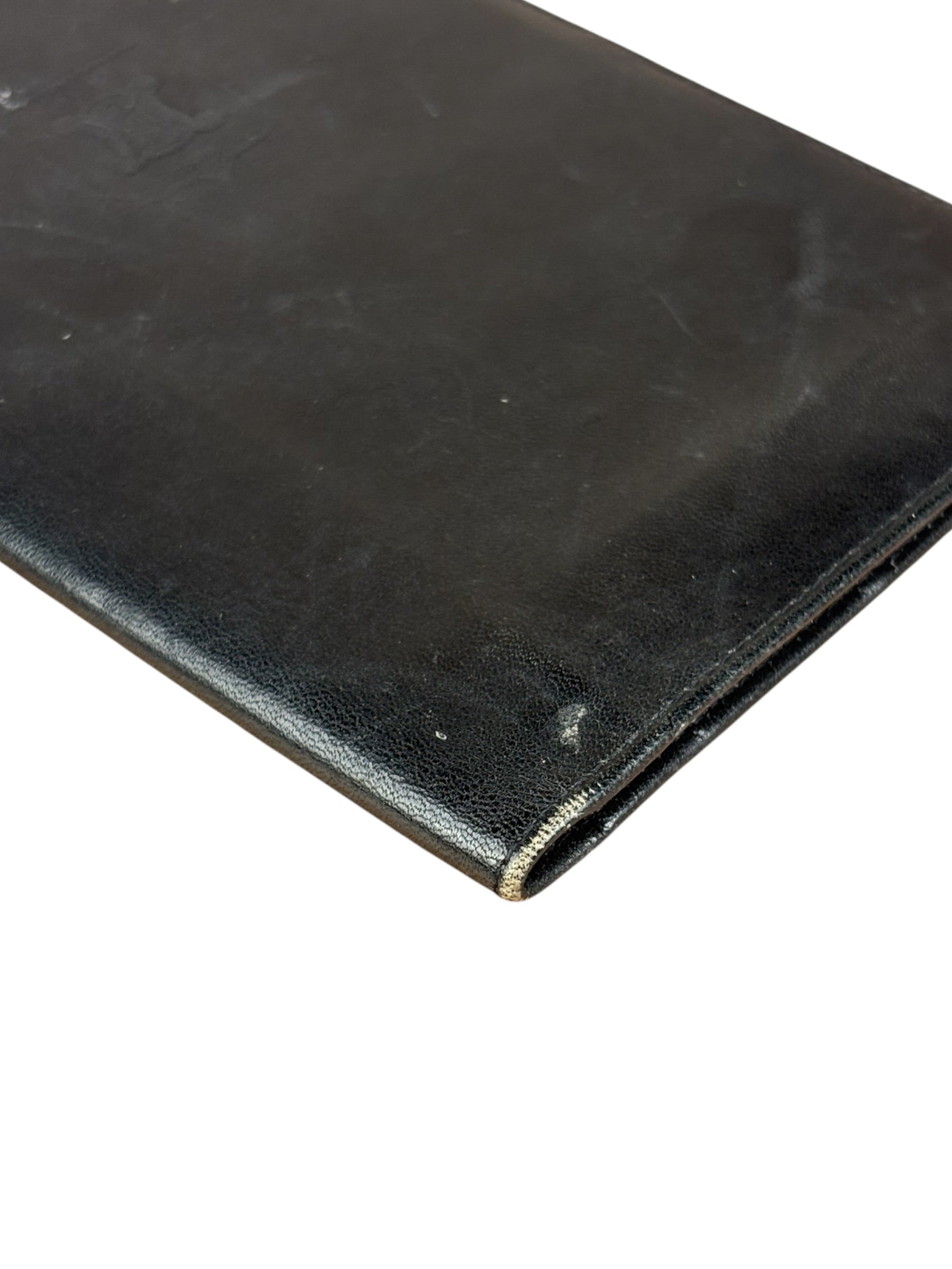 Celine Vintage Black Leather Triomphe Long Wallet
