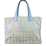 Chanel Light Blue Nylon/Leather Trim Travel Line Tote 2002