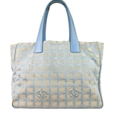 Chanel Light Blue Nylon/Leather Trim Travel Line Tote 2002
