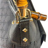 Gucci Black Leather Trim Bamboo Handle Hobo Bag