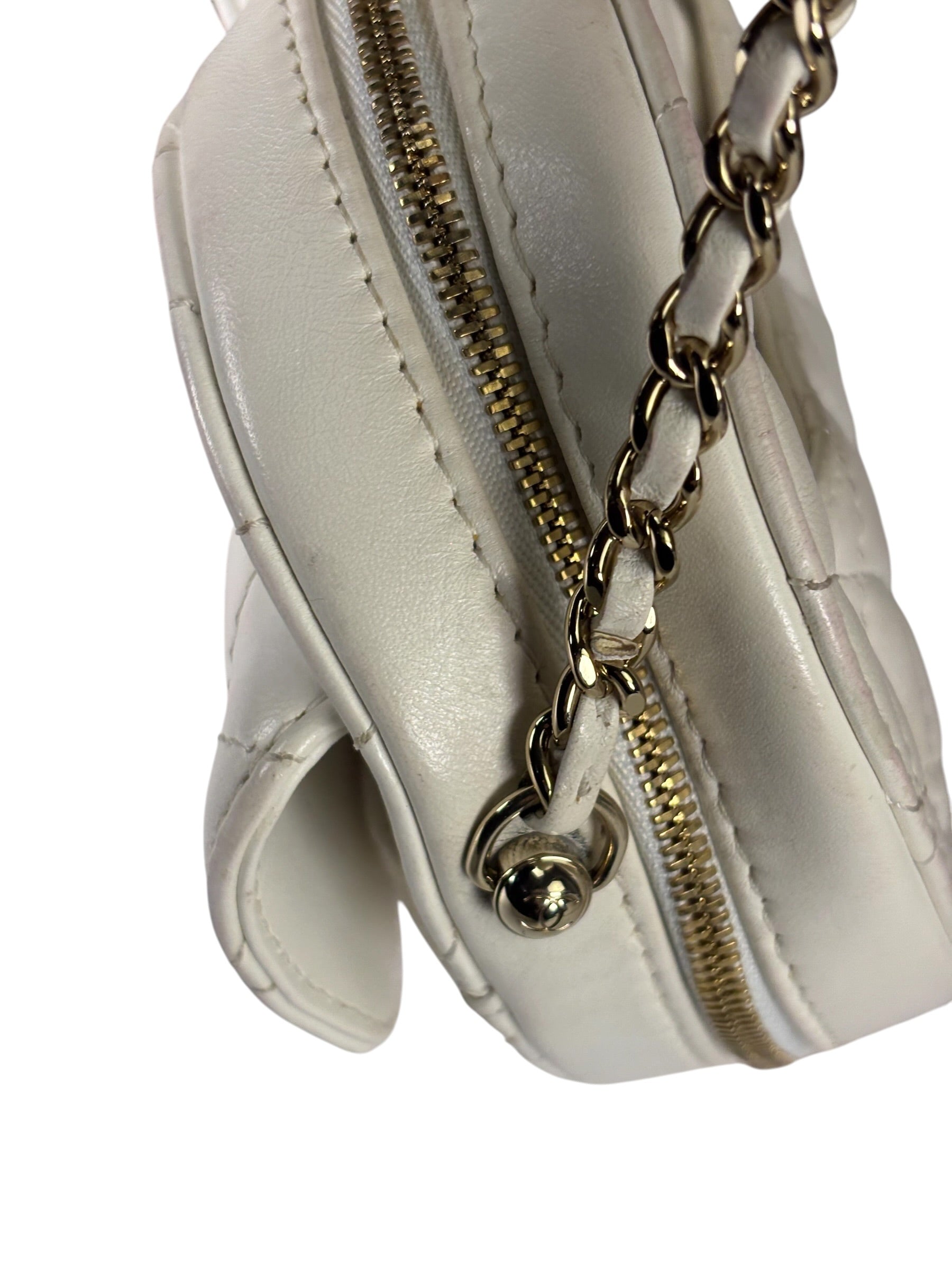 Chanel CC In Love White Quilted Leather Heart Bag 2022