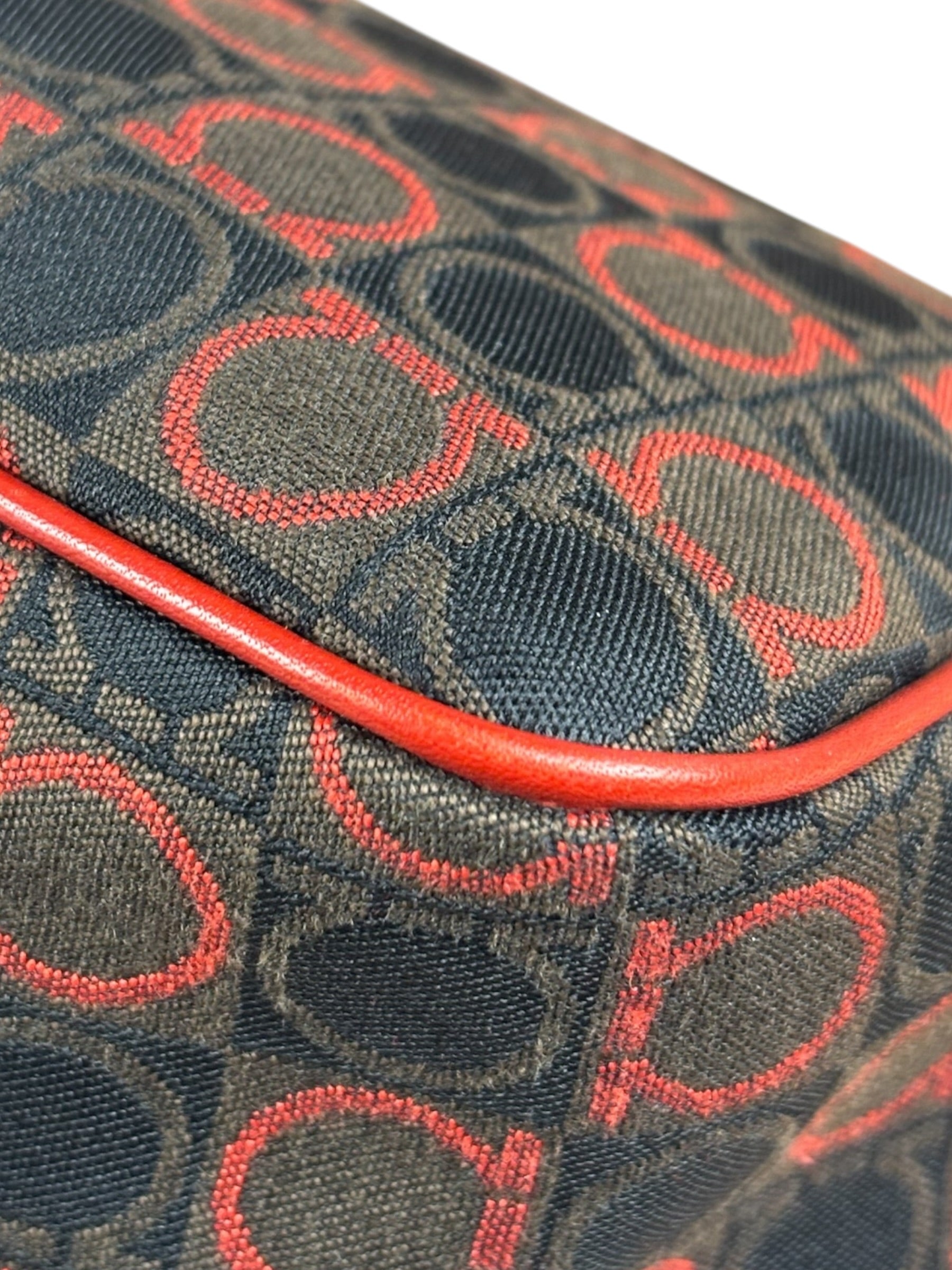 Salvatore Ferragamo Multicolor Leather Trim Monogram Gancini Pochette