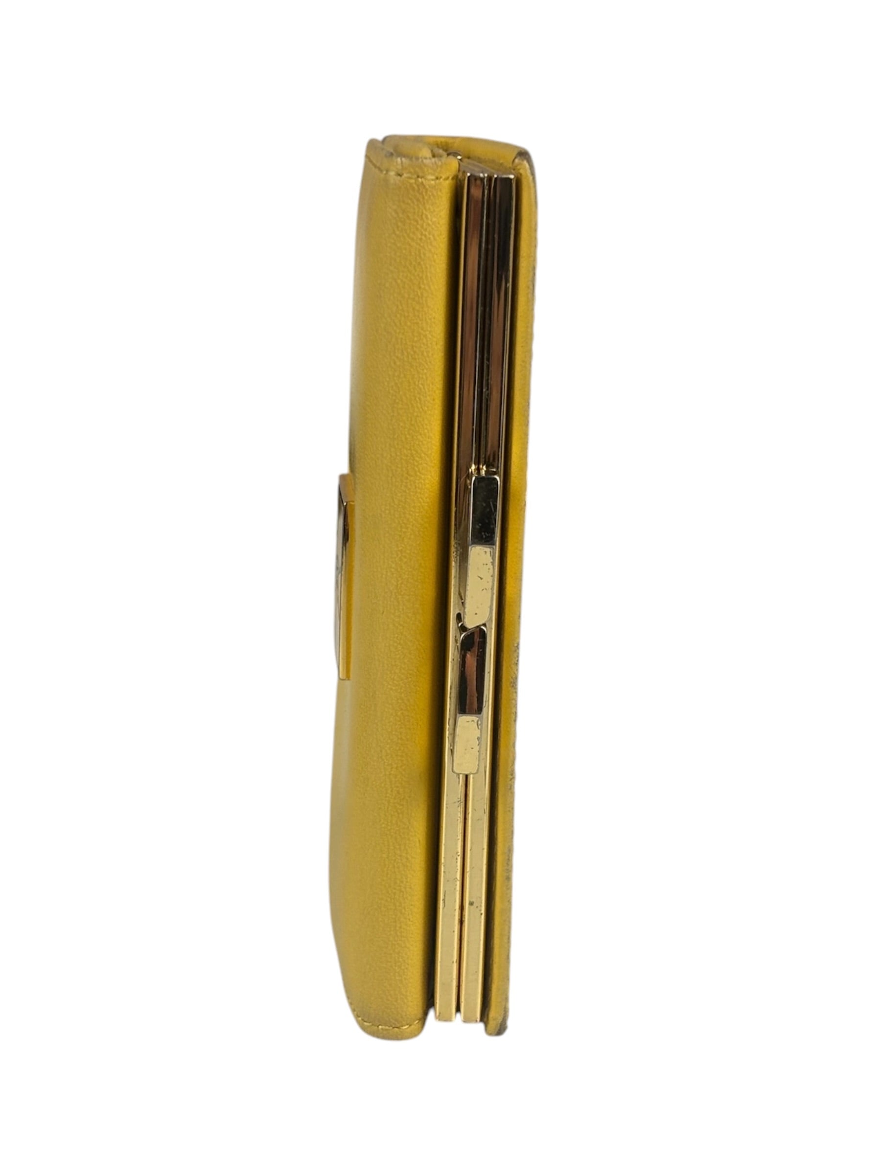 Yves Saint Laurent Yellow Leather Square Compact Wallet