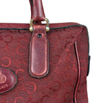 Celine Vintage Burgundy Macadam Print Mini Boston Handbag