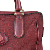 Celine Vintage Burgundy Macadam Print Mini Boston Handbag