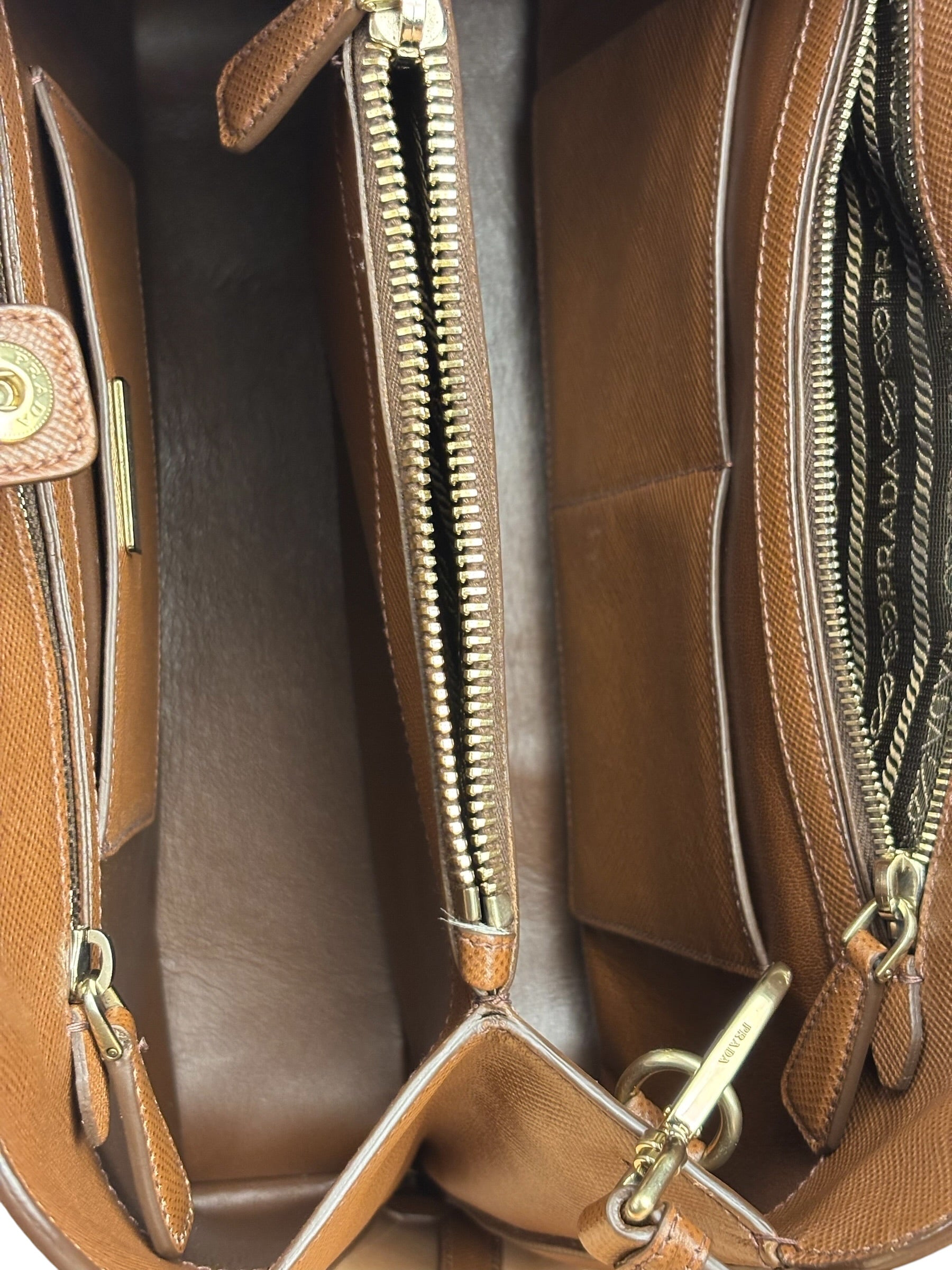 Prada Vintage Brown Leather Top Handle Bag
