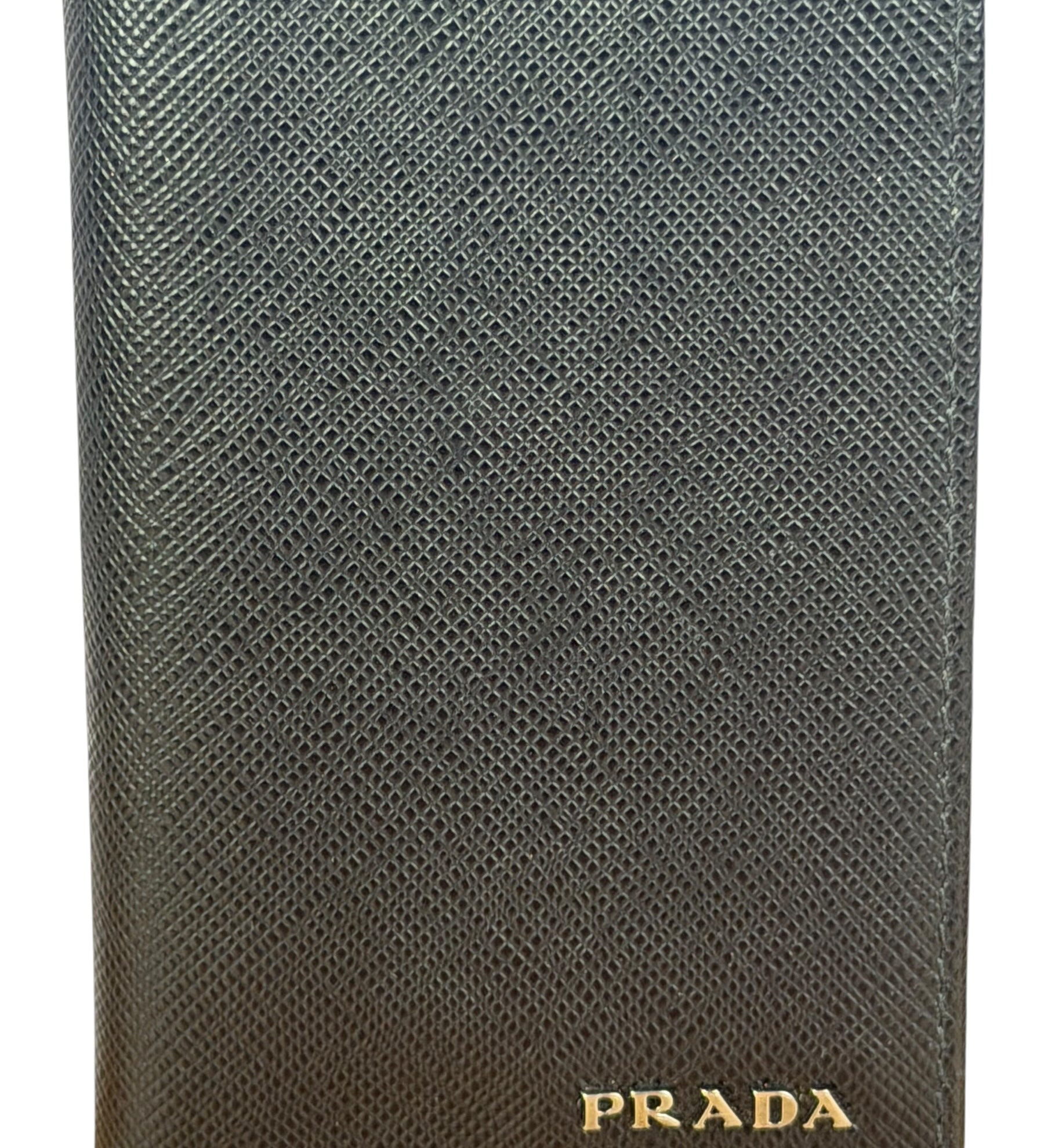 Prada Black/Grey Saffiano Leather Card Holder