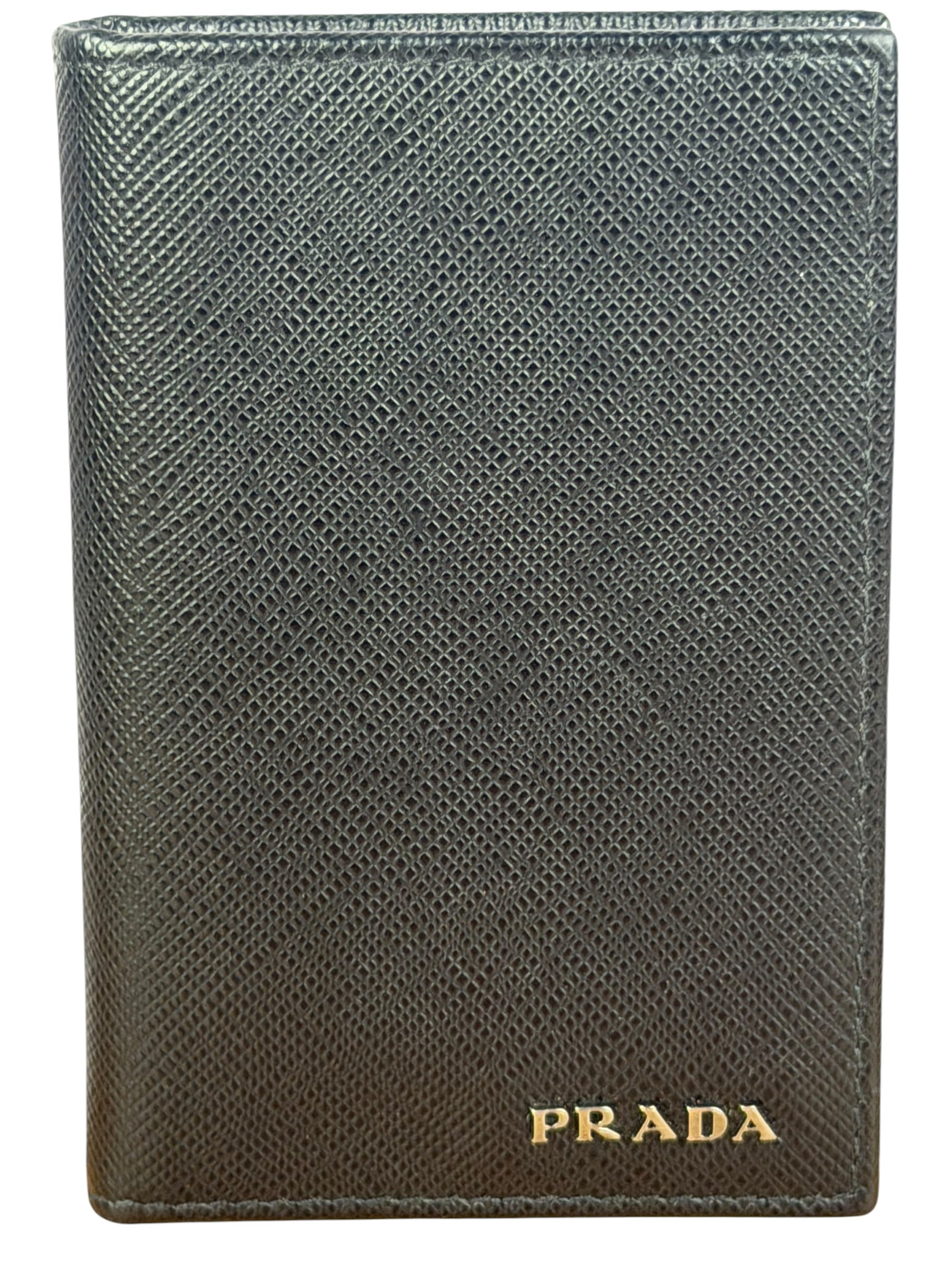 Prada Black/Grey Saffiano Leather Card Holder