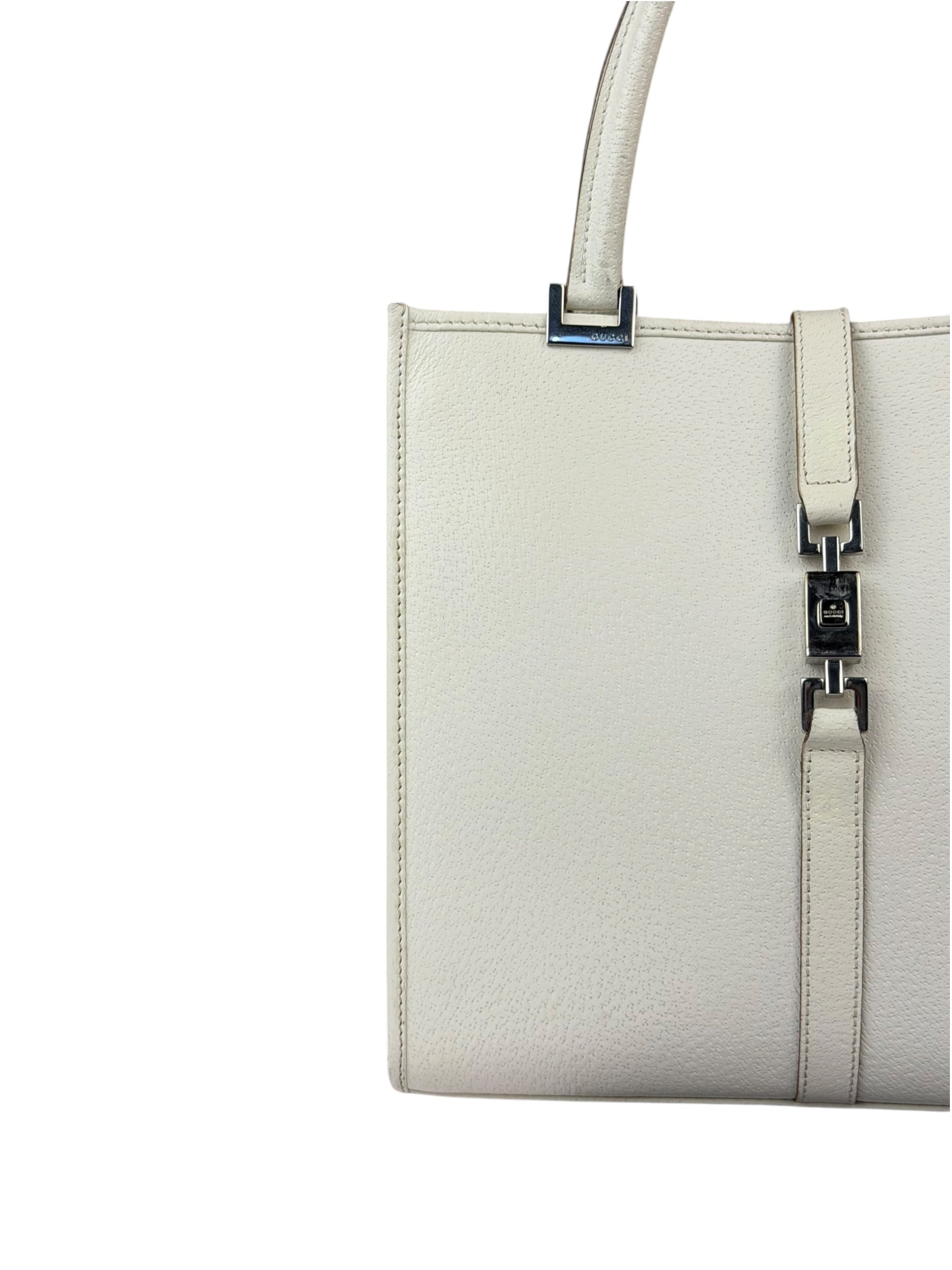 Gucci Off-White Leather Piston Lock Jackie Tote