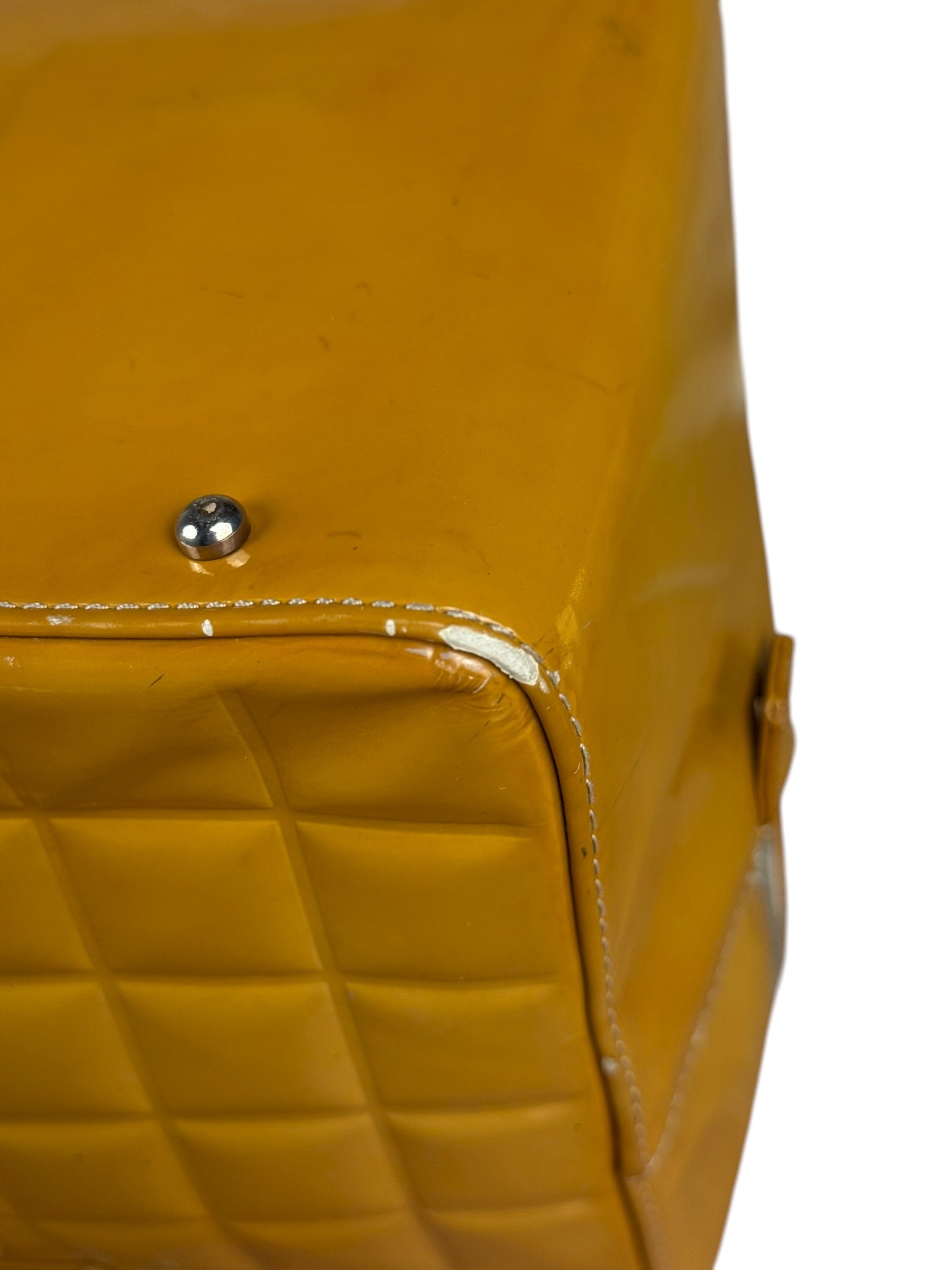 Chanel Vintage Patent Chocolate Bar Bowler Bag