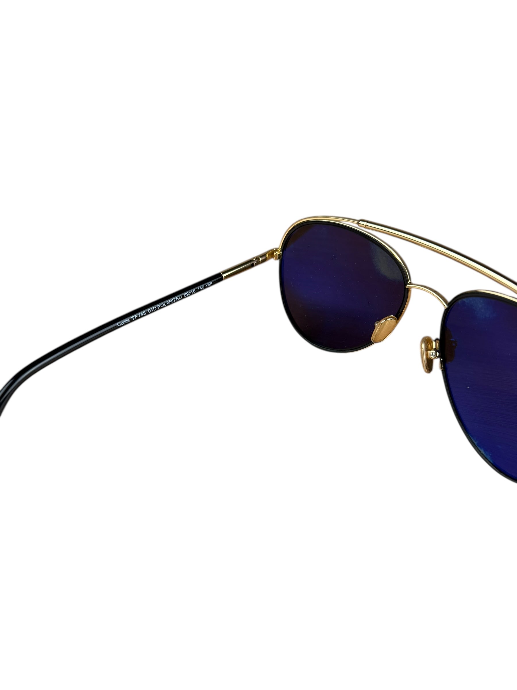 Tom Ford Black/Gold Brow Frame Aviatior Sunglasses
