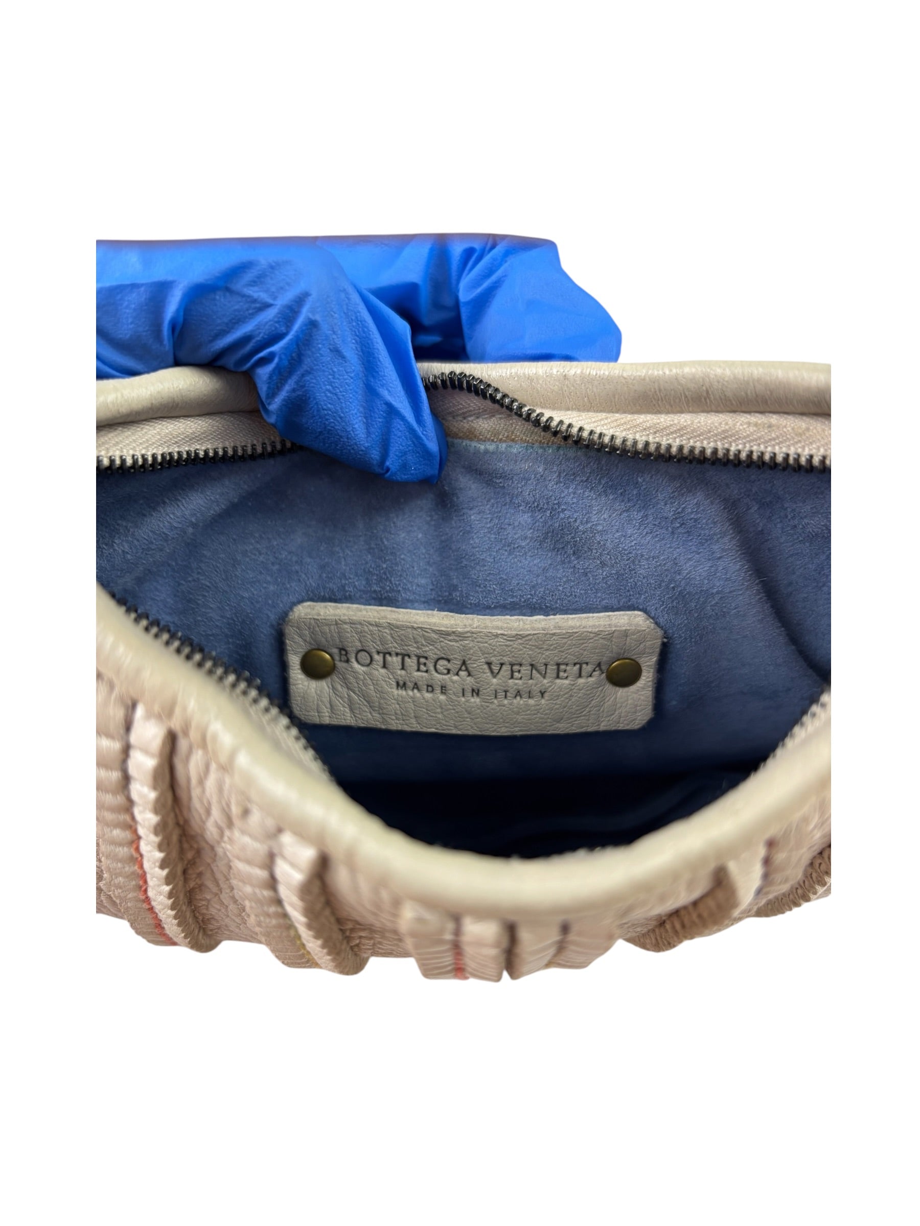 Bottega Veneta Ivory Leather Mini Cervo Braided Hobo Bag