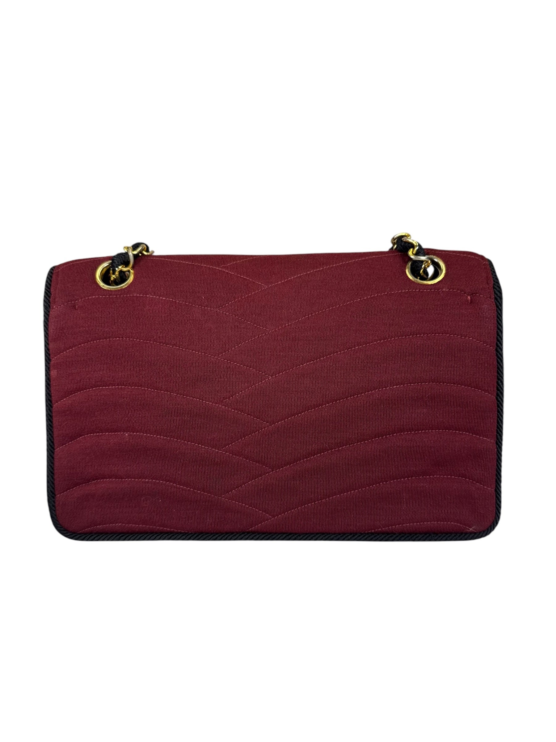 Chanel Vintage Burgundy Cotton Pairs-Seoul Pagoda Flap Bag