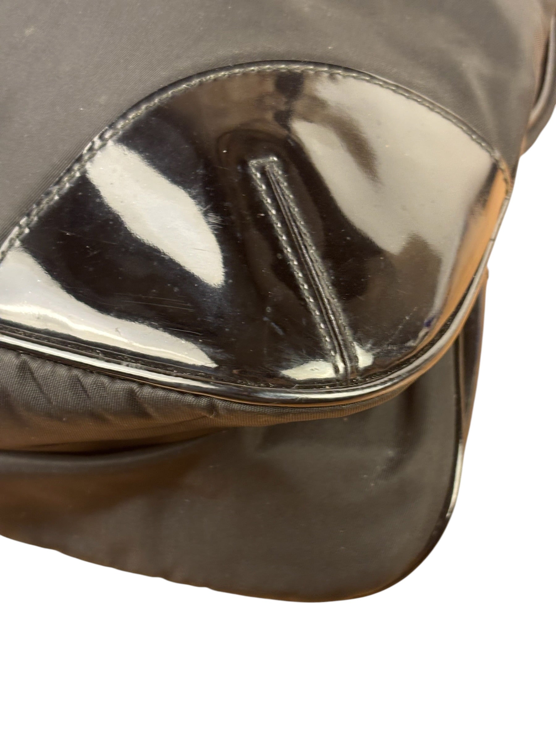 Prada Patent-Trimmed Nylon Crossbody Bag