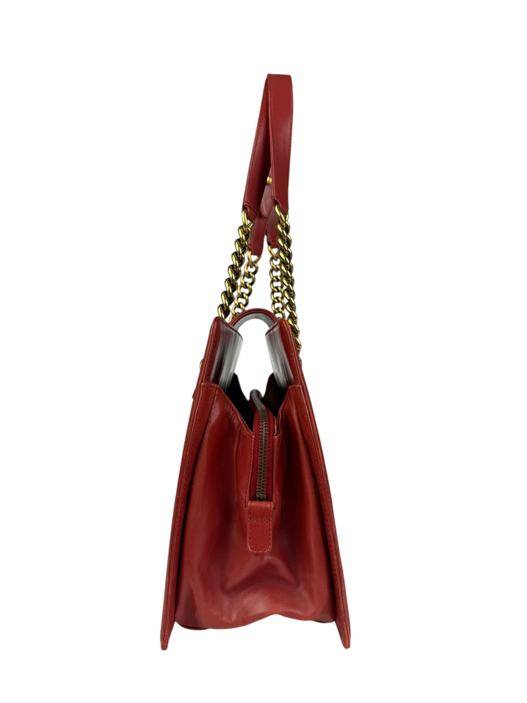 Chanel Red Leather Large Jetsetter Boy 2Way Handbag 2011