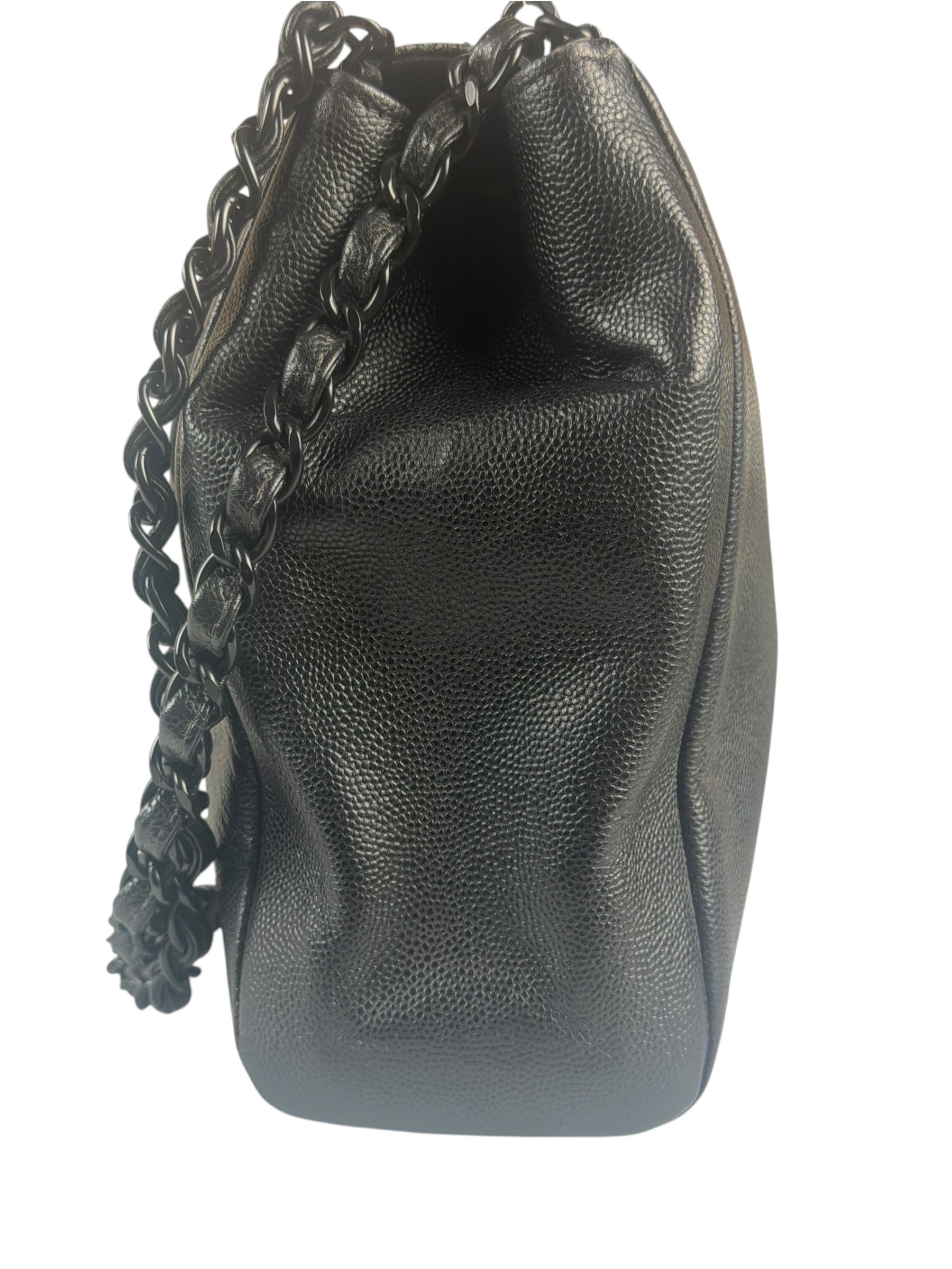 Chanel Black Pebbled Leather Curved Flap 1997
