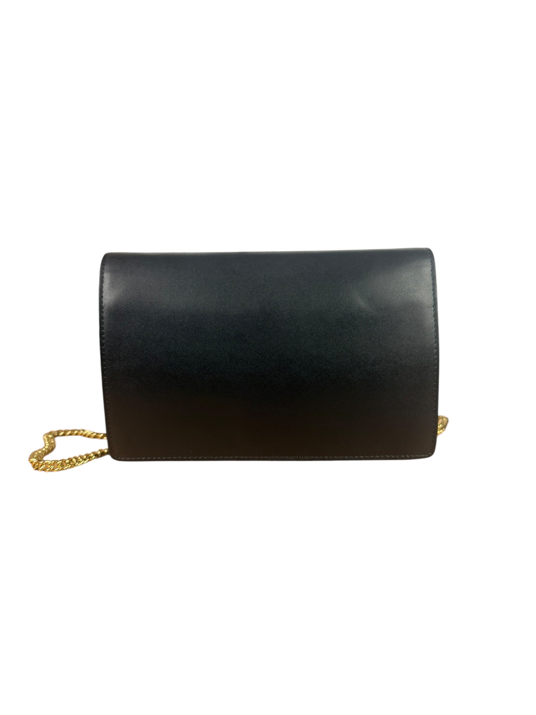 Fendi Black Leather Envelope Wallet On Chain