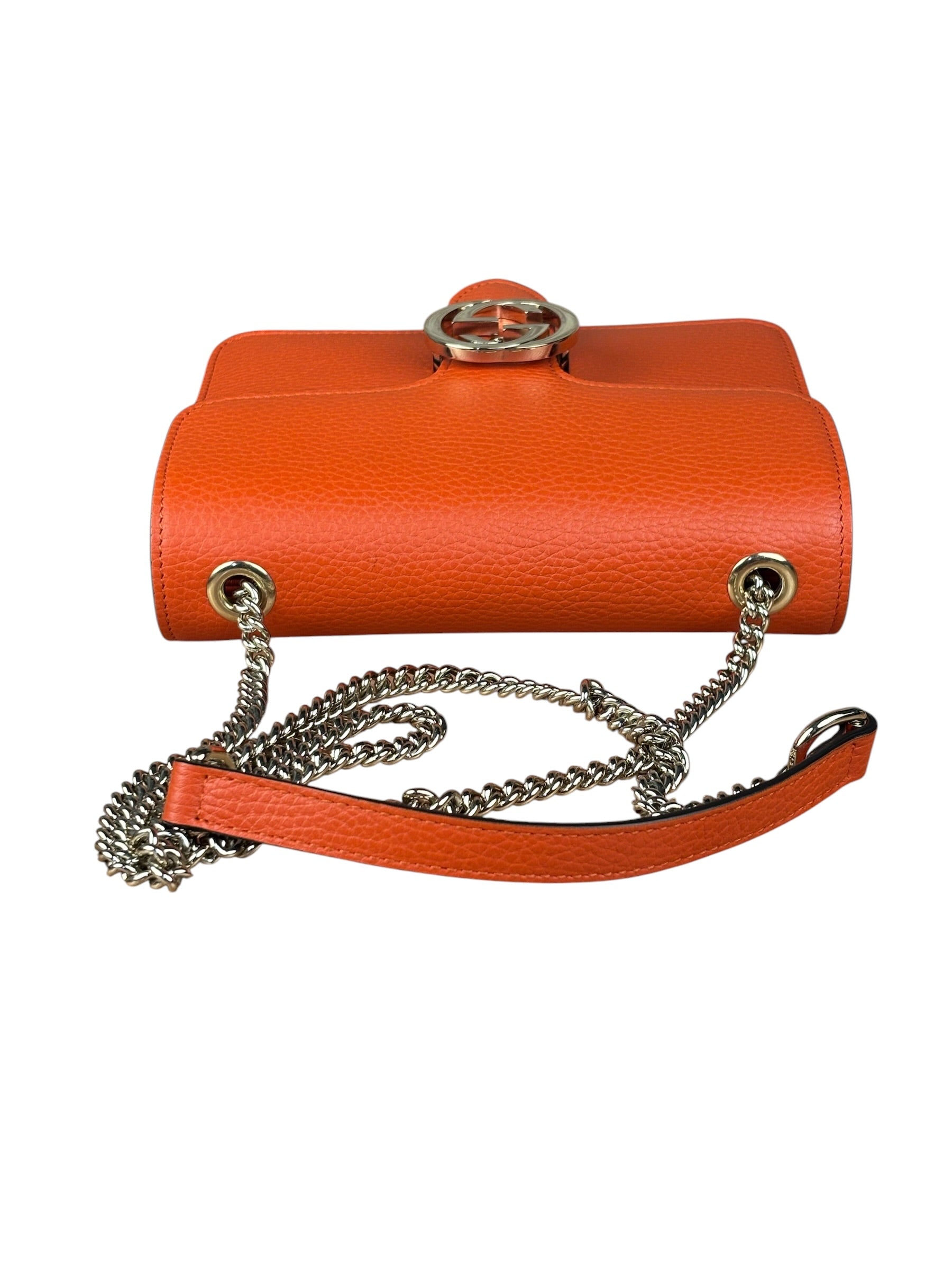 Gucci Orange Leather G Dollar Interlocking Small Shoulder Bag