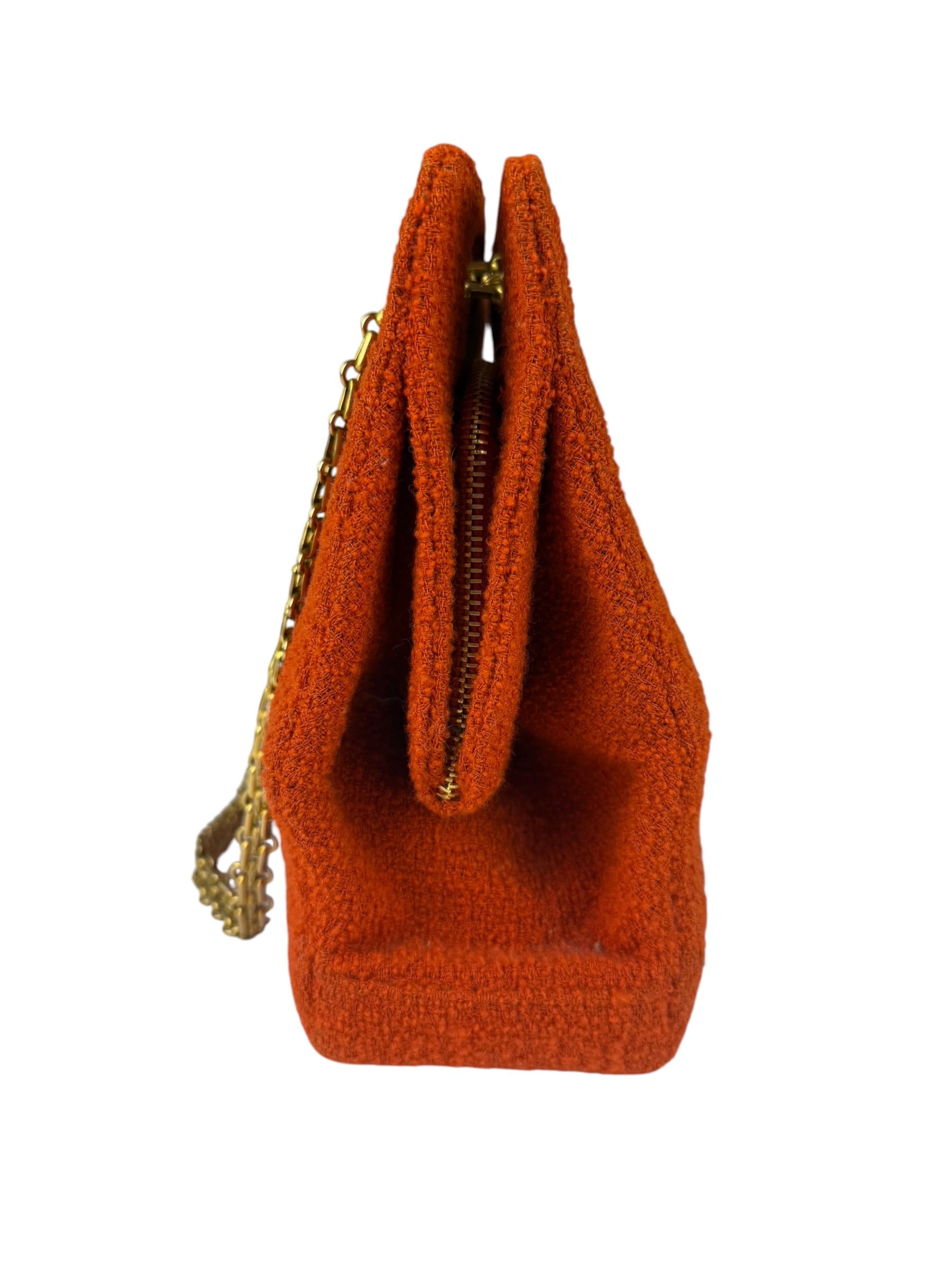 Chanel Vintage Red Quilted Tweed Shoulder Bag 1994
