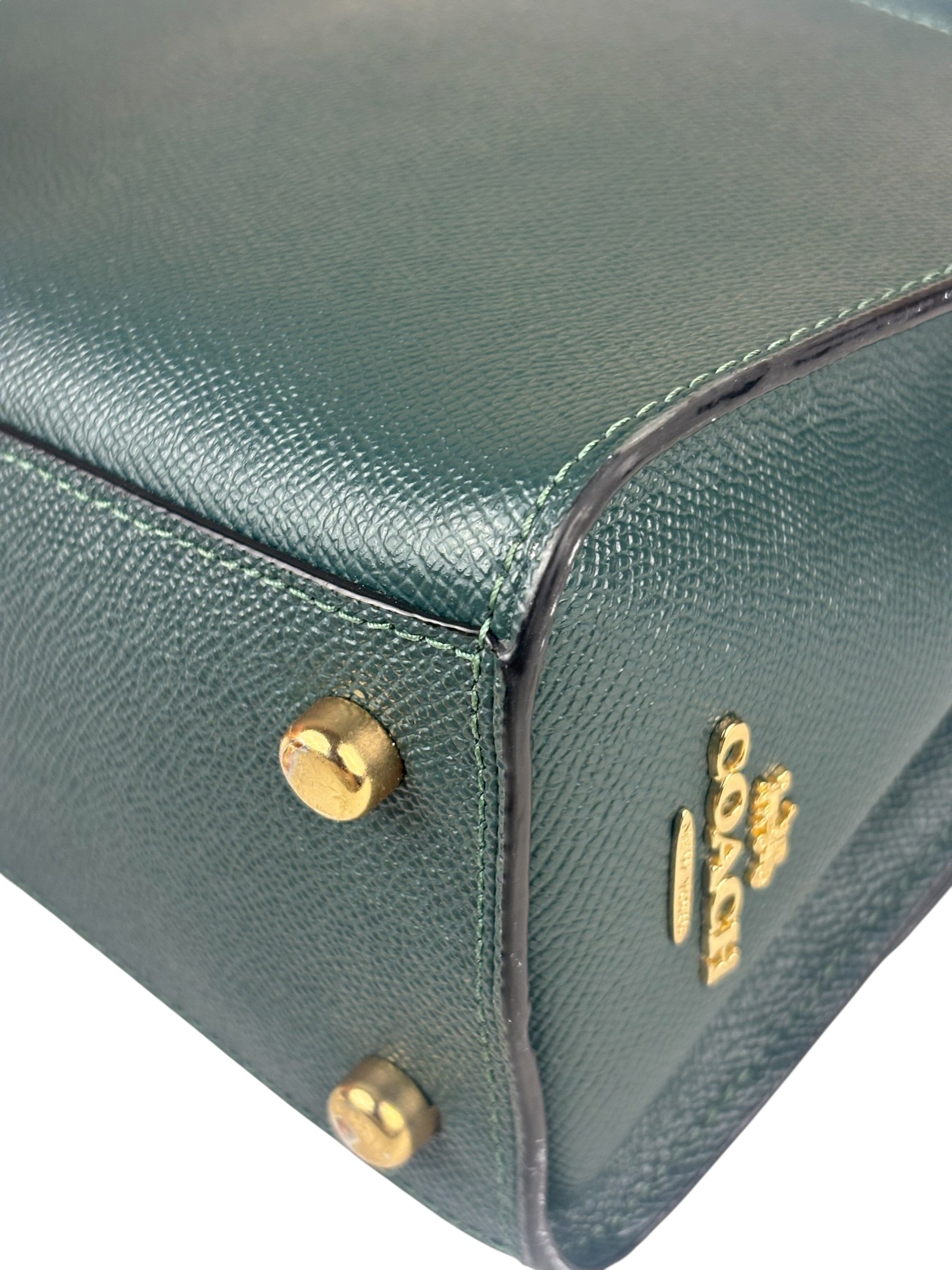 Coach Teal Crossgrain Leather Tilly Satchel 23 Two-Way Bag