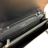 Saint Laurent Cassandre Leather Wallet on Chain Bag Black