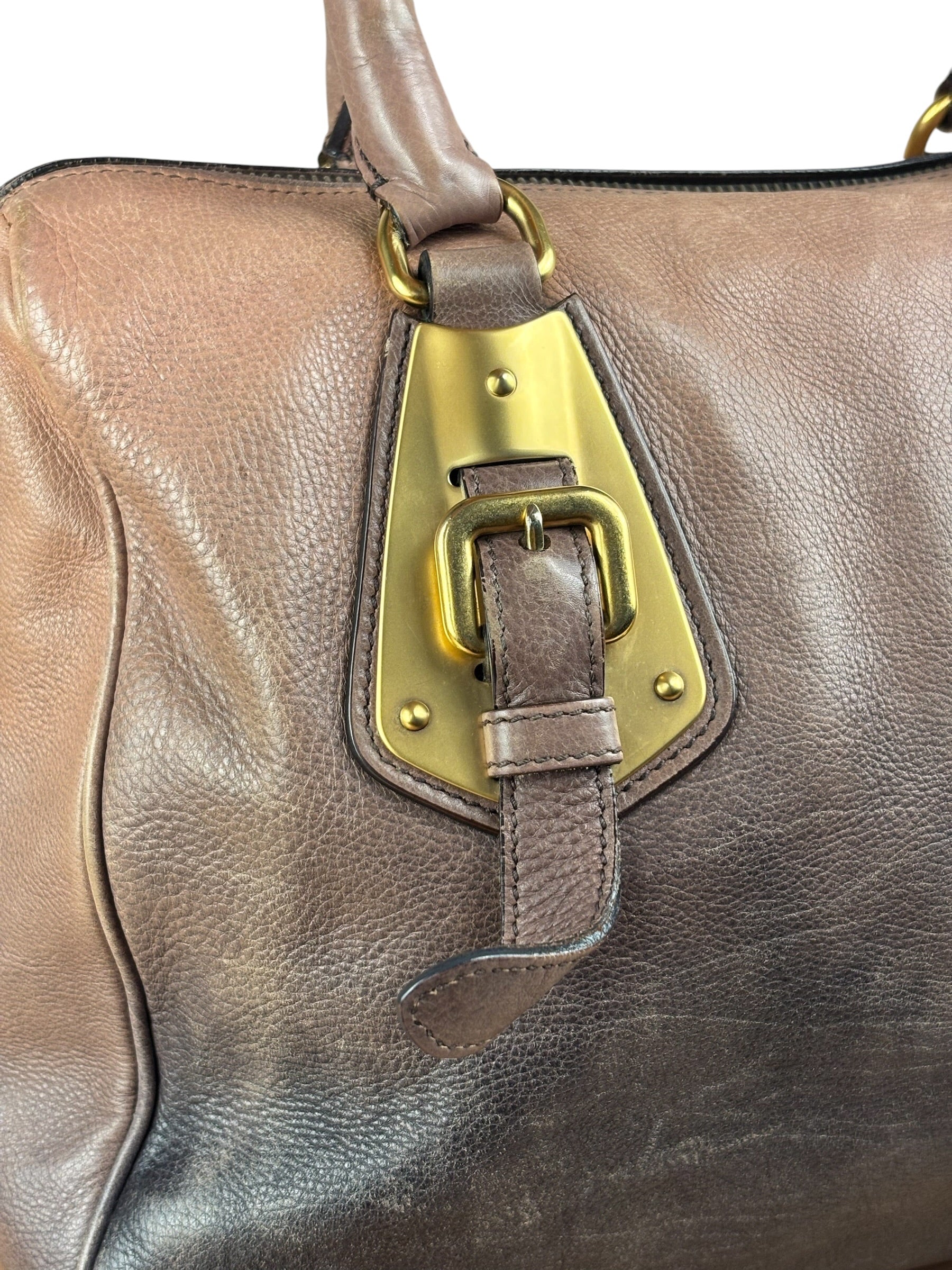 Prada Bicolor Cervo Ombre Leather Top Handle Bag