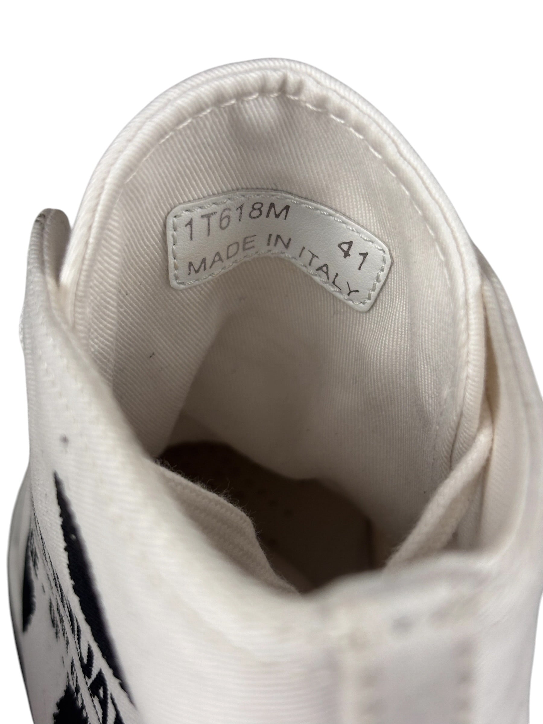 Prada Canvas Olka Dot High Top Point Sneakers