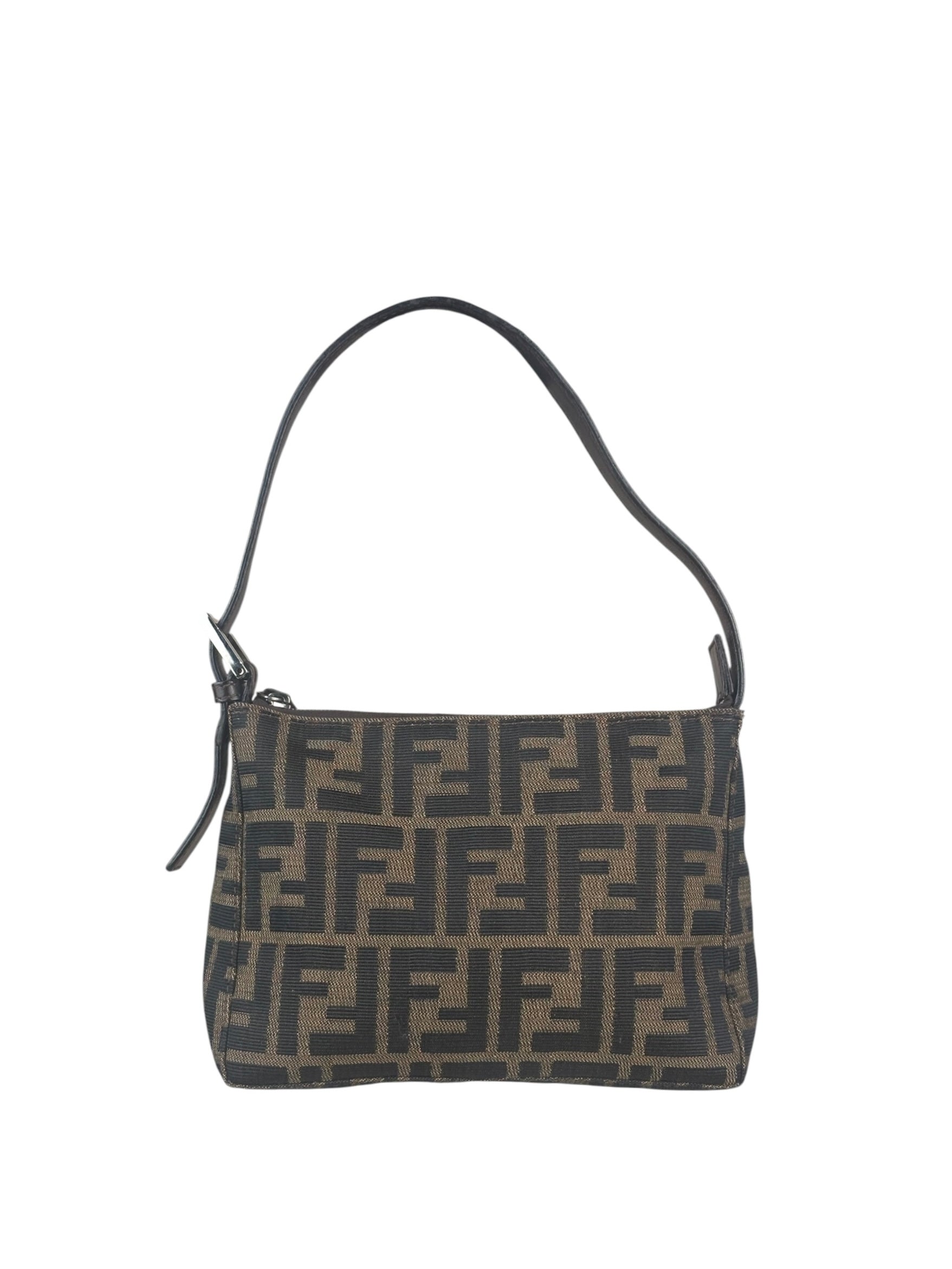 Fendi Leather Trim Zucca Pochette
