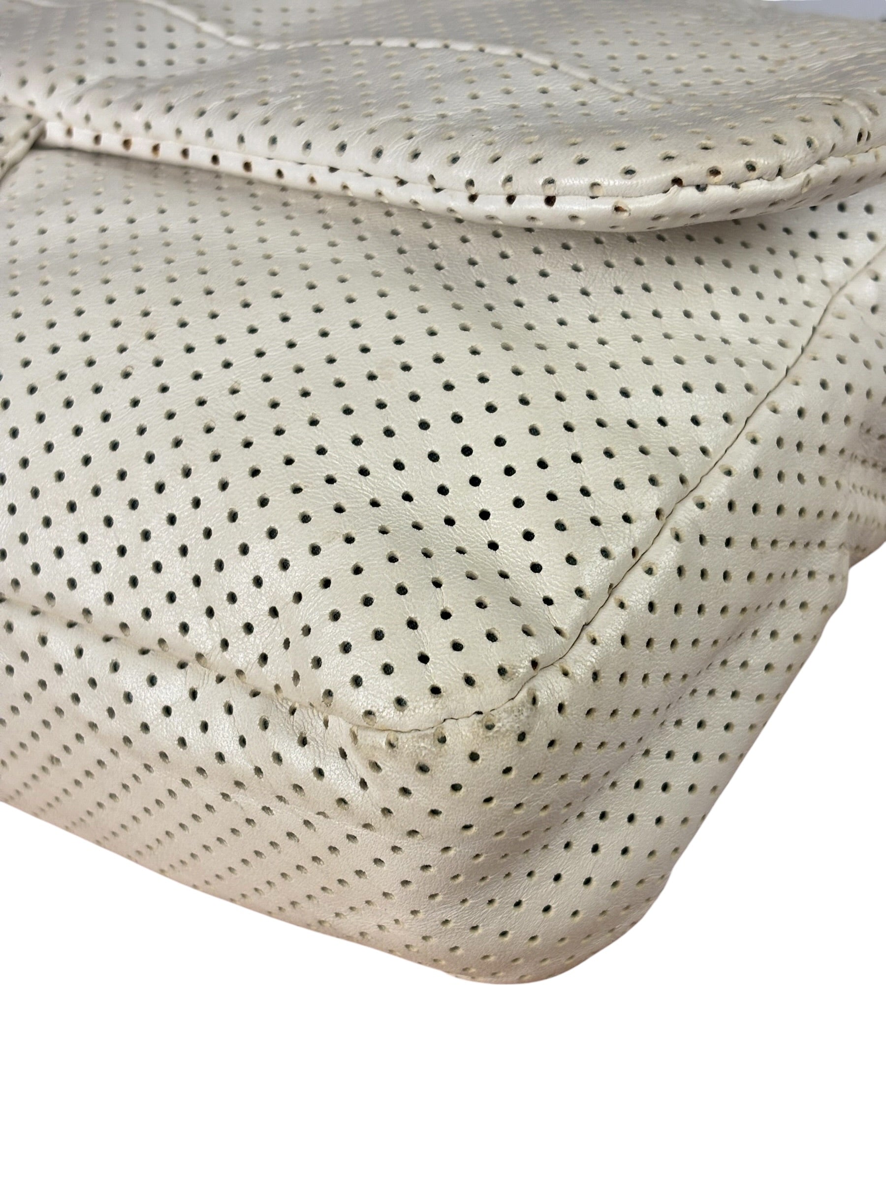 Chanel Ivory Perforated Drill Two-Tone Mademoiselle Flap Bag 2006