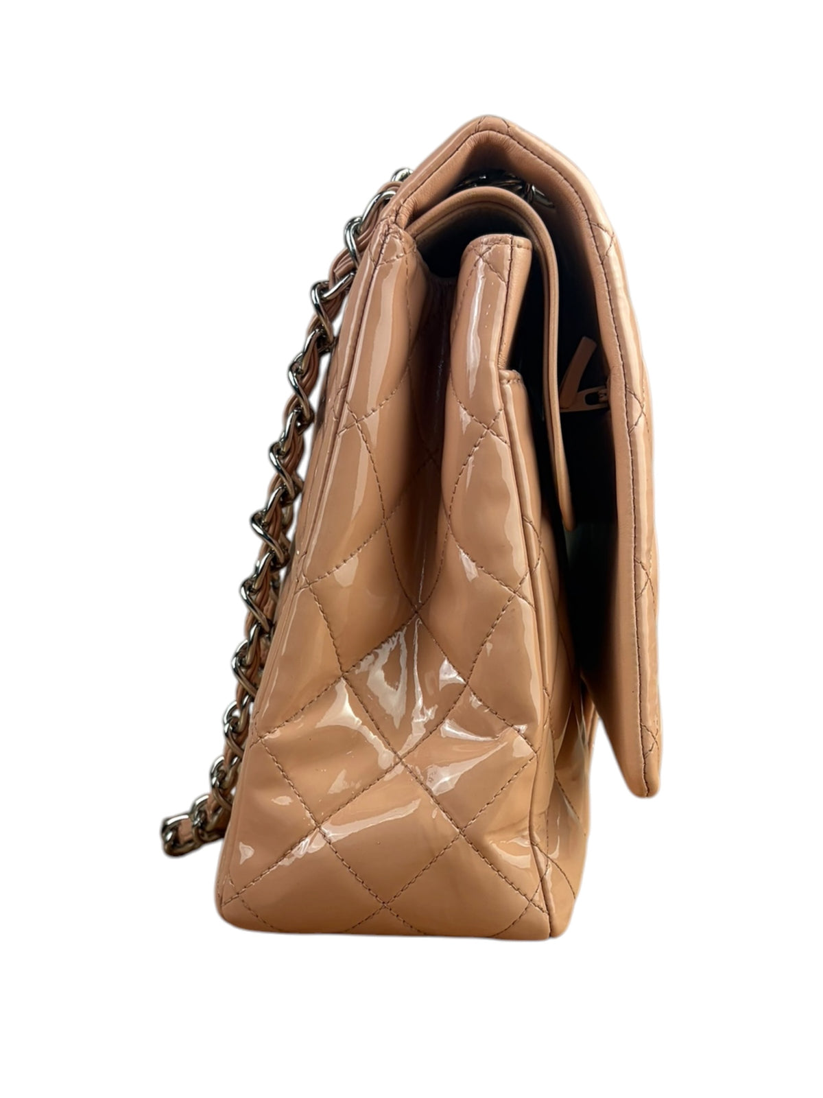 Chanel Patent Nude Quilted Jumbo Flap 2011