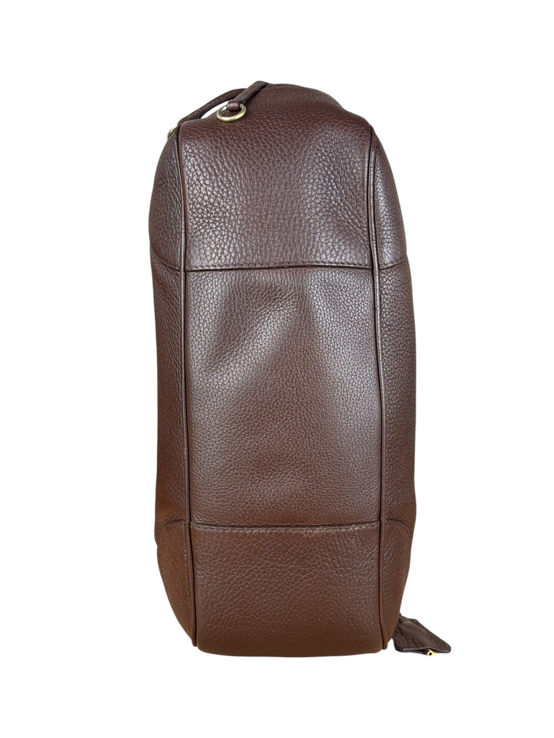 Prada Rich Brown Vitello Daino Sound Lock Satchel Shoulder Bag