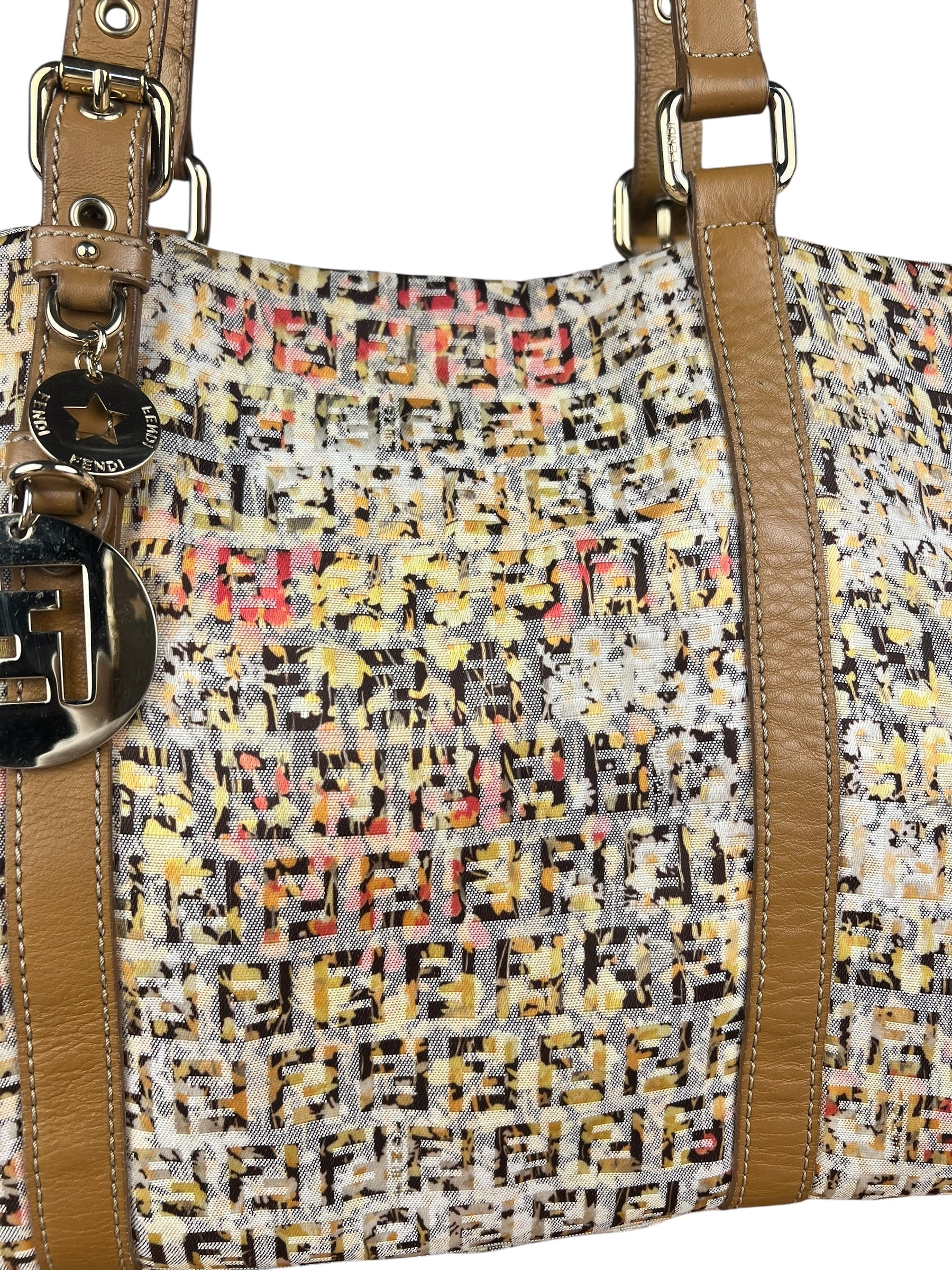 Fendi FF Floral Zucchino Shoulder Tote