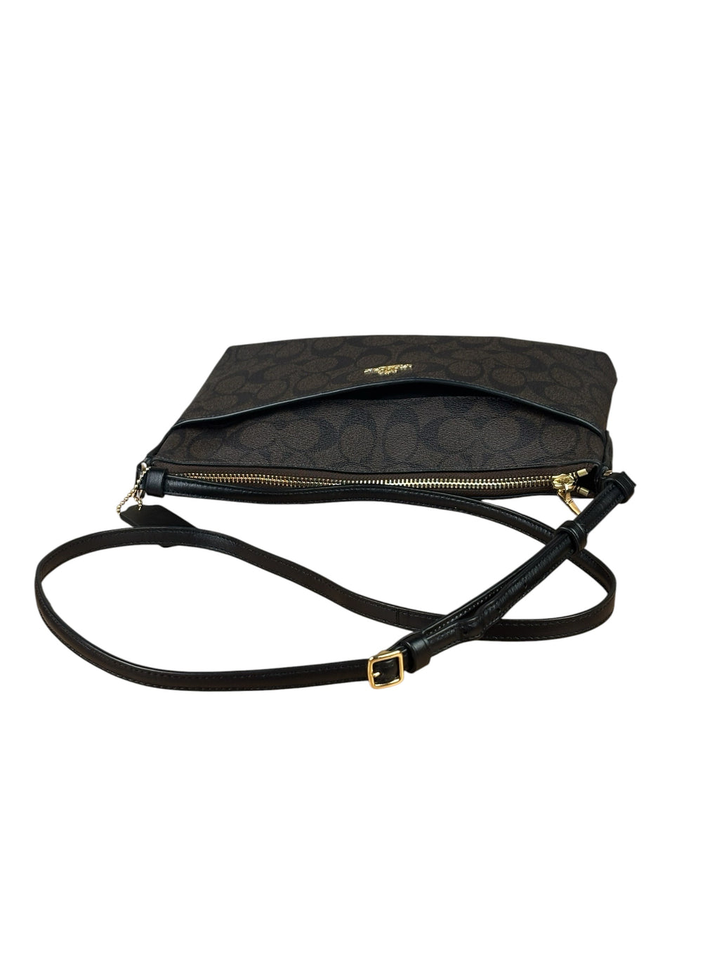 Coach Brown Leather Signature East-West Pop-Up Crossbody Bag