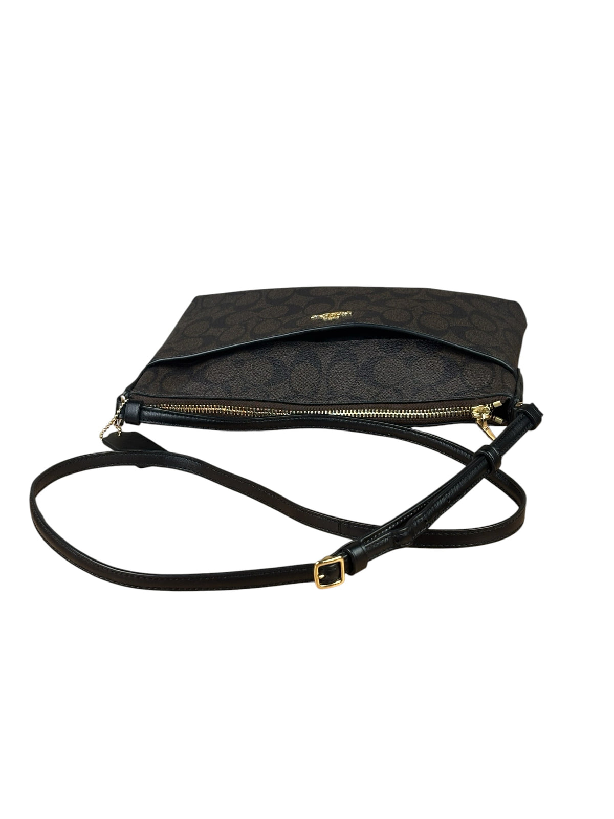 Coach Brown Leather Signature East-West Pop-Up Crossbody Bag