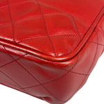 Chanel Vintage Red Quilted Lambskin Tote 1989