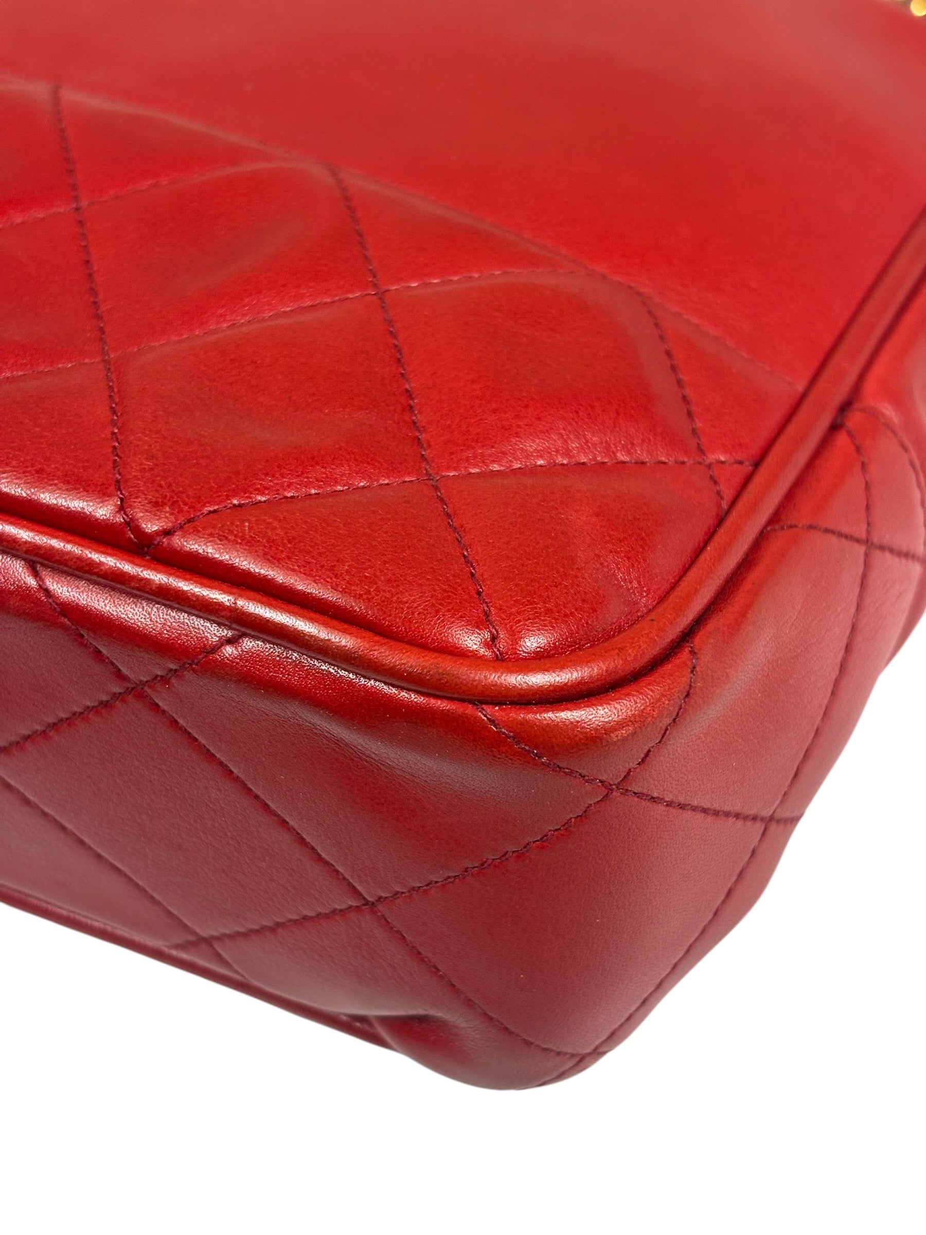 Chanel Vintage Red Quilted Lambskin Tote 1989
