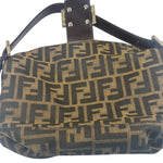 Fendi Brown Leather Trim Baguette