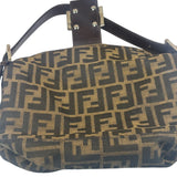 Fendi Brown Leather Trim Baguette
