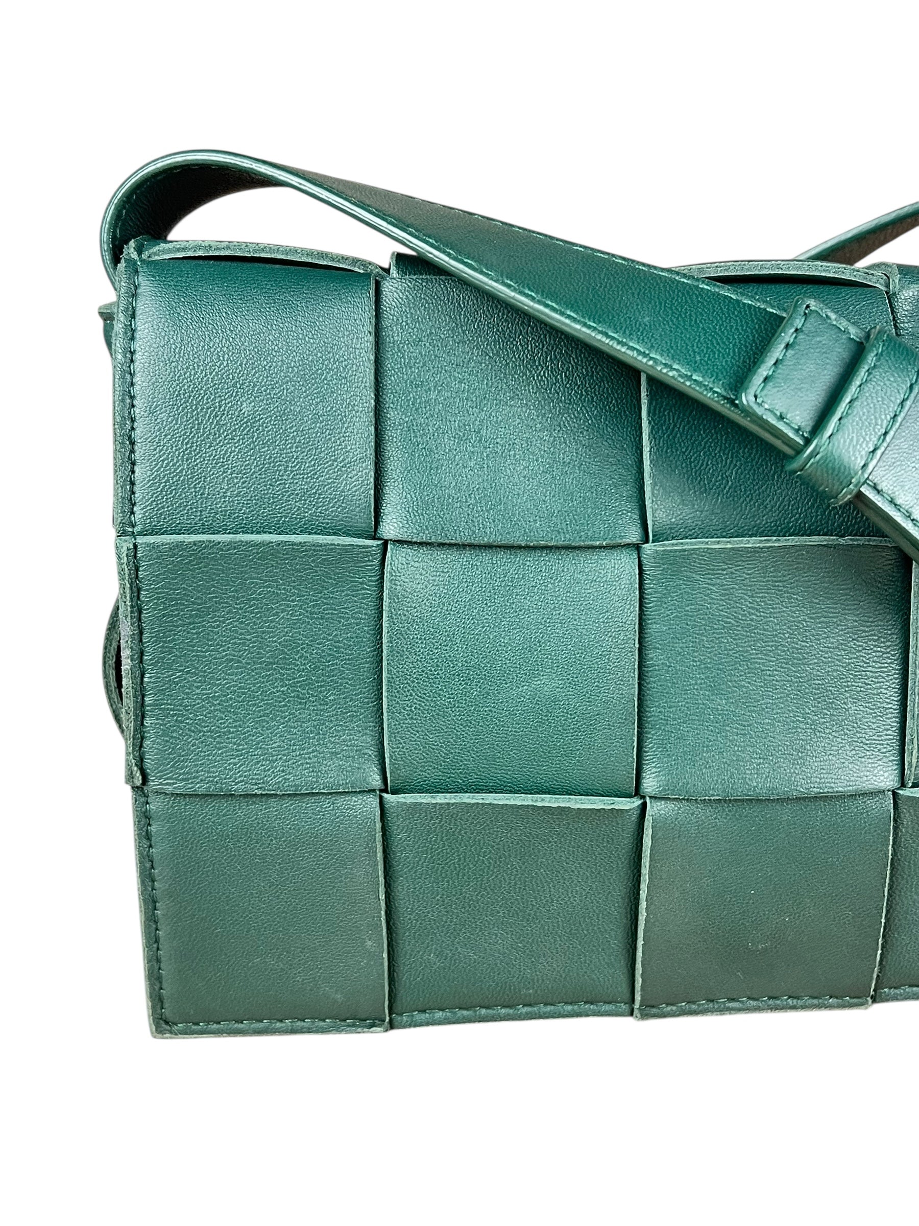 Bottega Veneta Forest Green Intrecciato Cassette Crossbody