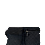 Gucci Black Leather Trim GG Double Pocket Bel Bag