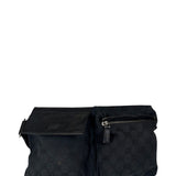 Gucci Black Leather Trim GG Double Pocket Bel Bag