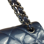 Chanel Perl Glossy Blue Quilted Patent Leather Double Flap Bag 2012
