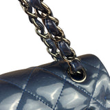 Chanel Perl Glossy Blue Quilted Patent Leather Double Flap Bag 2012