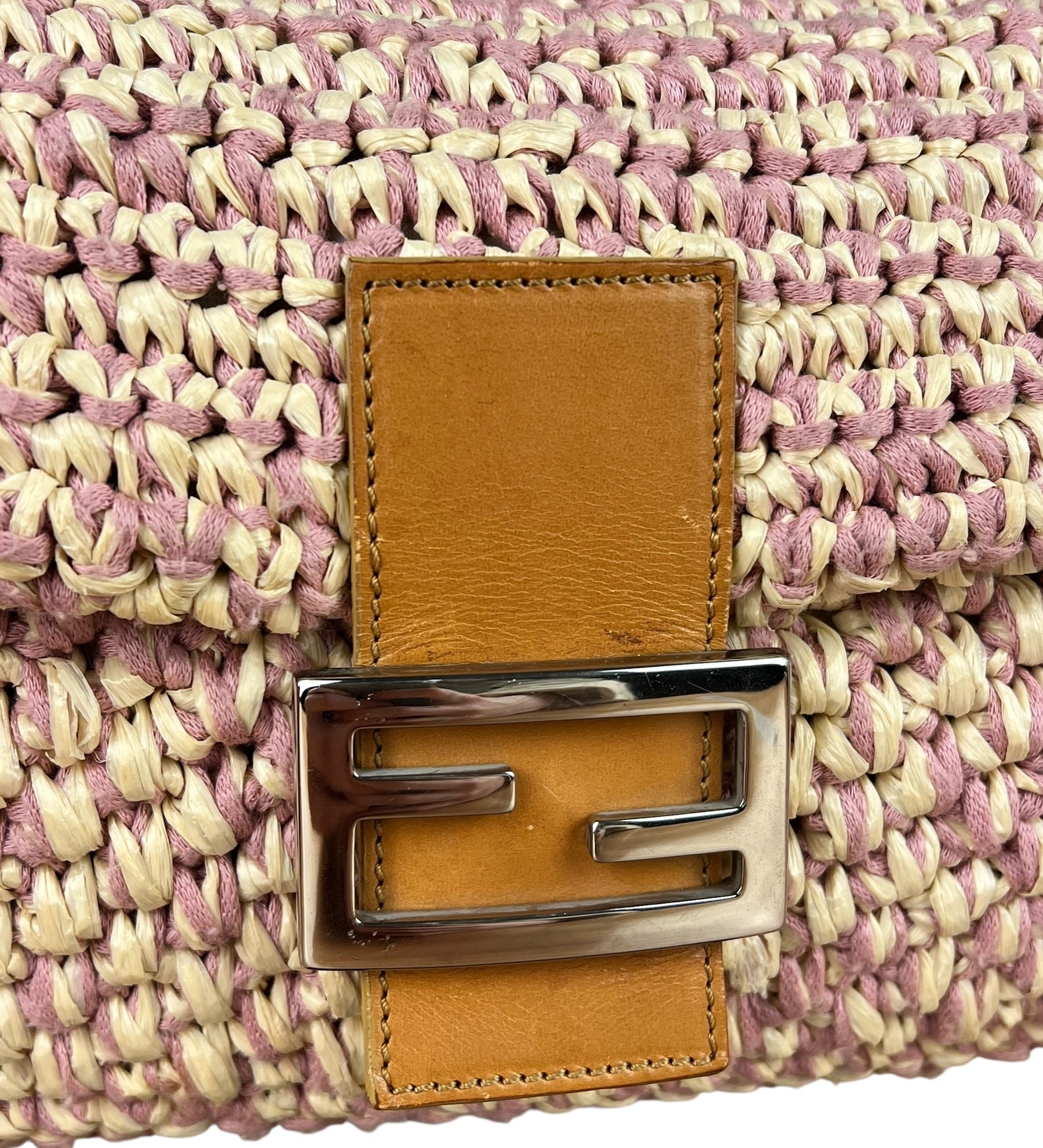 Fendi Raffia Crochet Baguette