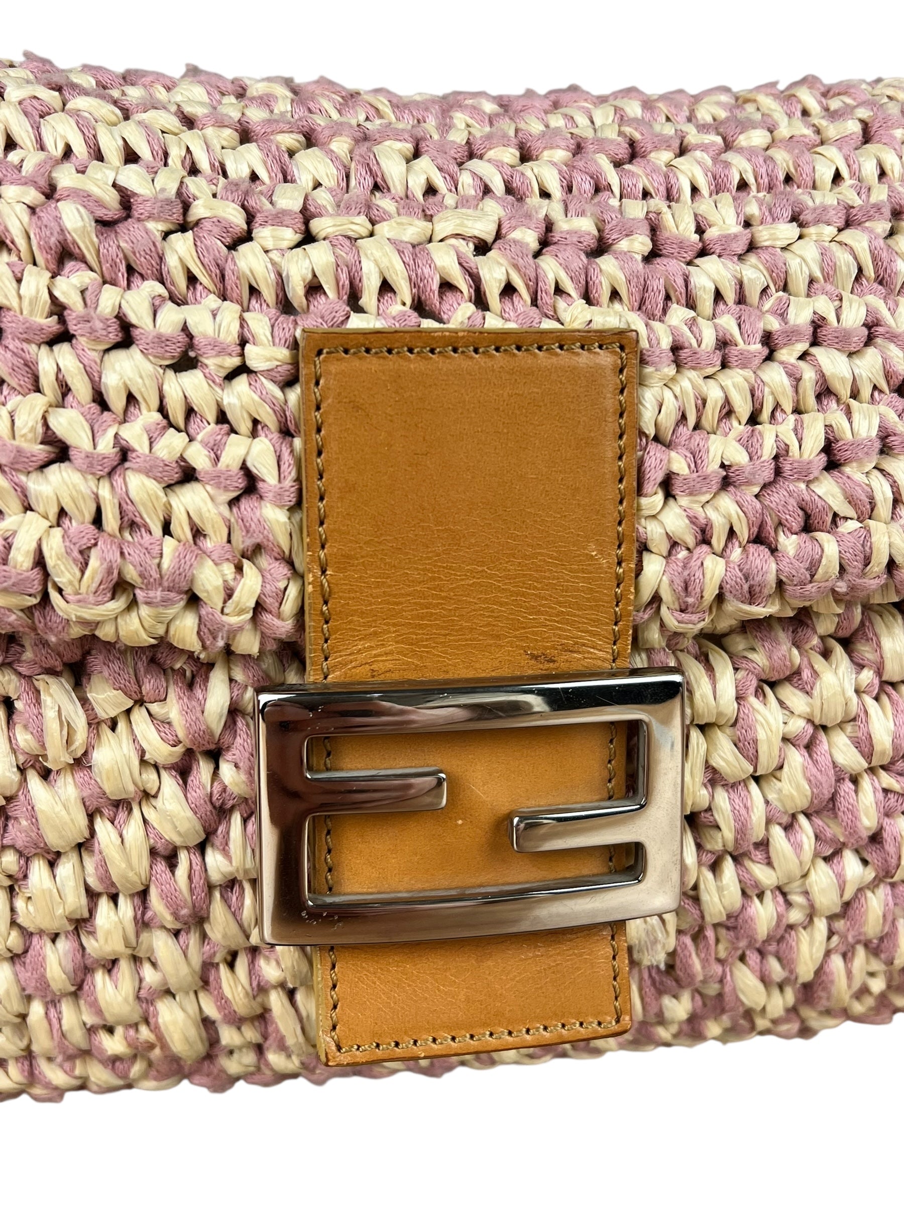 Fendi Raffia Crochet Baguette