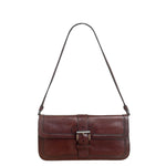 Prada Enameled Metal Triangle Brown Shoulder Bag